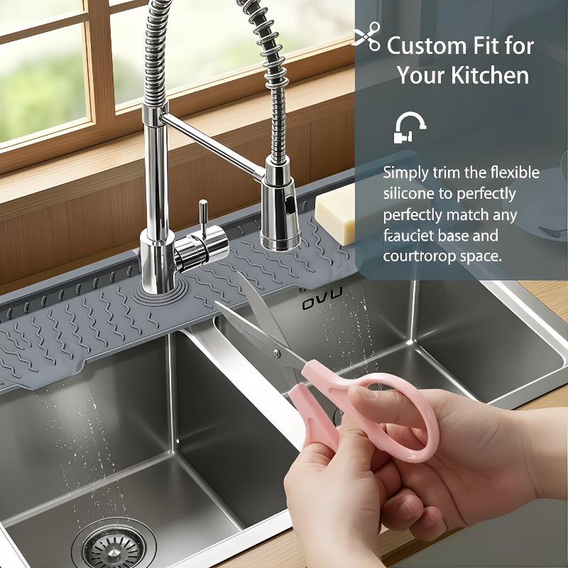 Kitchen Sink Splash Guard Faucet Mat Splash Catcher Handle Drip Catcher Tray Multipurpose For Kitchen Dish Drying Mats