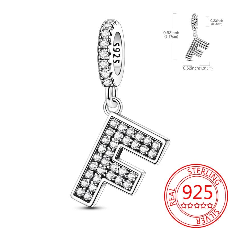 Copper 26 Letters Alphabet Charms Bead Inlaid Shiny Zircon Diy Love Letters Jewelry Gift Fit Original Bracelet For Women