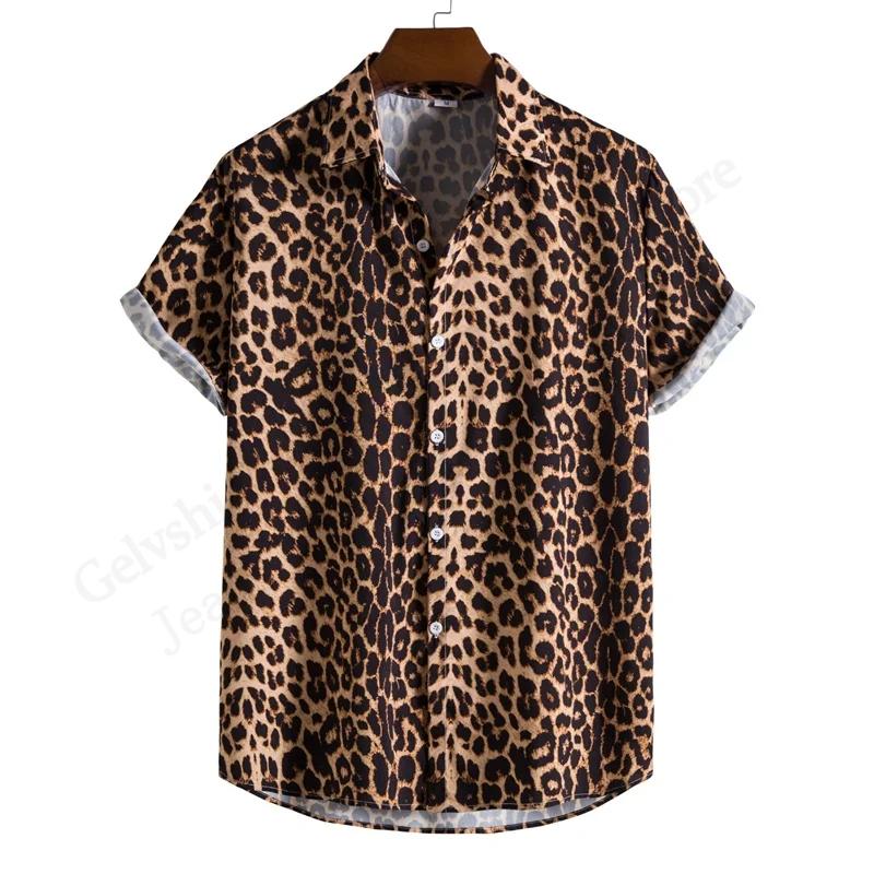 Summer Leopard Pattern 3D Print Men's Shirts Hawaii Short Sleeve Top Fashion Streetwear Casual Outdoor Men's and Women's Clothing Blouse