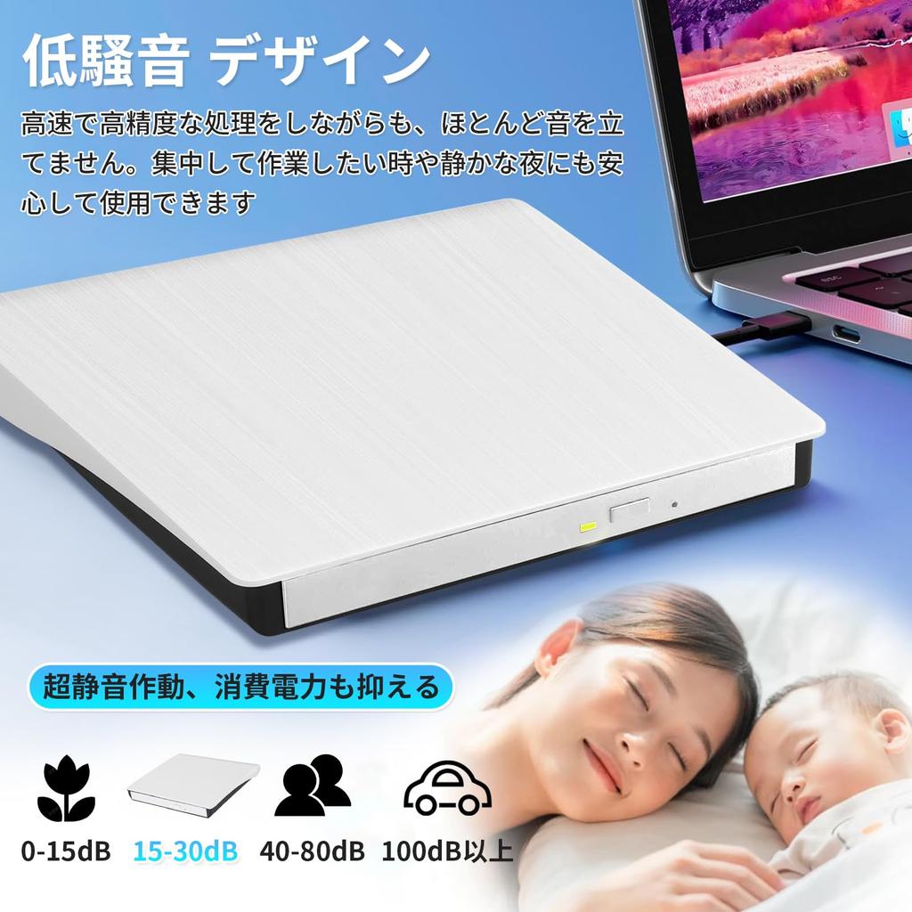 Externes CD-DVD-Laufwerk Innovatives externes DVD-Laufwerk Hochgeschwindigkeitsverarbeitung 8XDVD 24XCD Externes optisches Laufwerk Busbetrieben USB-Dualanschluss Extern