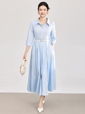 Elegantly Stylish Tencel Cotton Shirt Dress for a Fashionable Commute – Spring/Summer Collection
