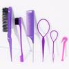 6pcs Hairdressing tool set,weaving tool ring,rat tail comb,tearing comb brush,edge control brush,suitable for all hair types