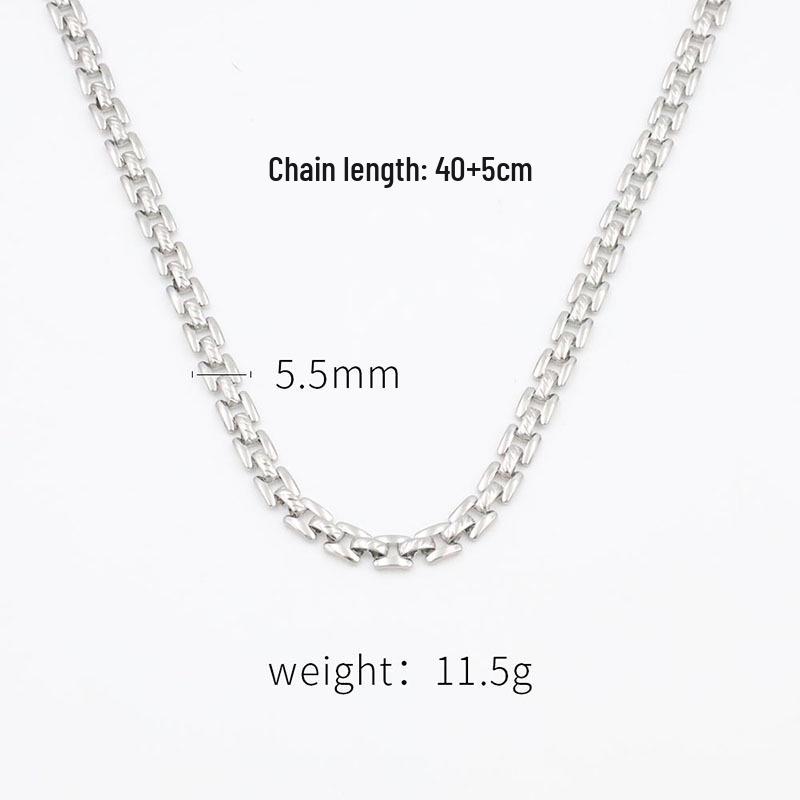 Unisex Retro Hip-Hop Metal Cuban Chain Watch Band & Necklace Bracelet Set