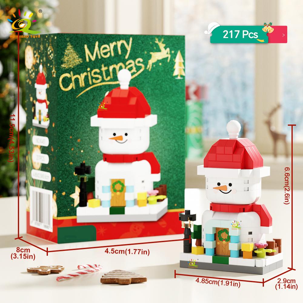 HUIQIBAO MOC Christmas Santa Claus House Building Blocks City Snow Man Candy Home Xmas Tree Brick Set Toy for Children Kids Gift