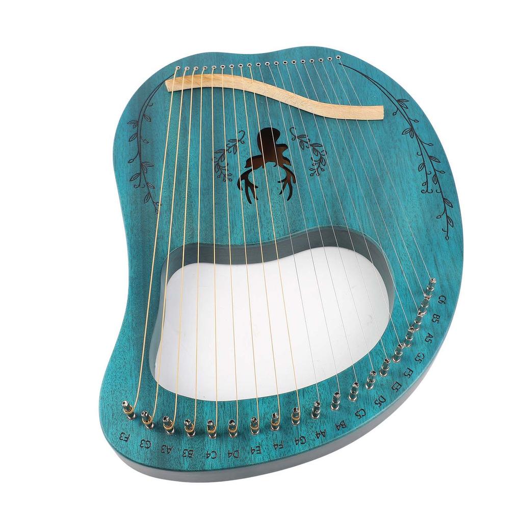 19 String Lyre Harp Portable Wooden Resonance Box String Instrument with Tuning Wrench and Picks for Beginners