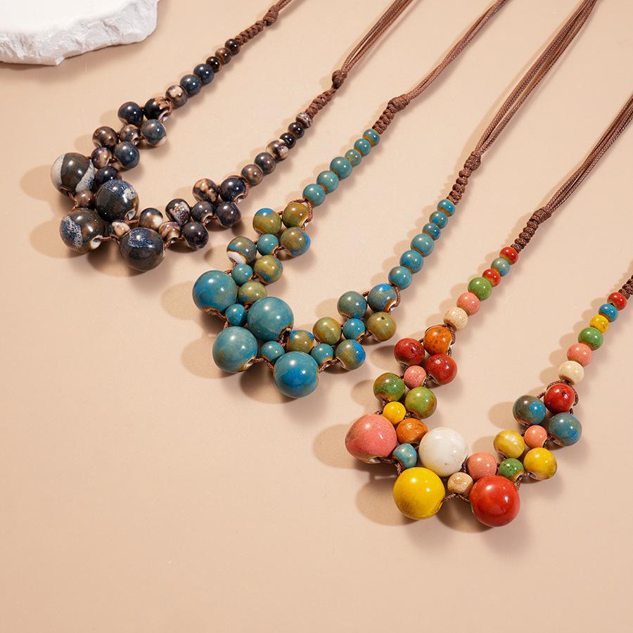 High-End European & American Multi-Layer Round Beaded Clavicle Necklace - Unique Vacation Style