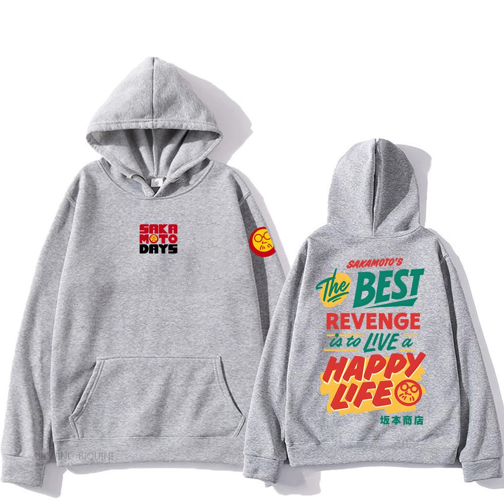 Live A Happy Life SakamotoDays Hoodies Casual Long Sleeve Fleece Sweatshirts Hooded Men Women Pullovers Anime Graphic Clothing
