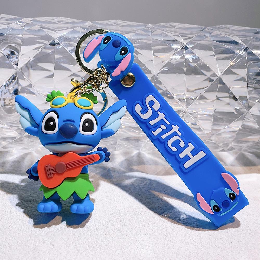Stitch Keychains Car Key Handbag Accessories Pink Angel Anime Figures Keyring Christmas Gift