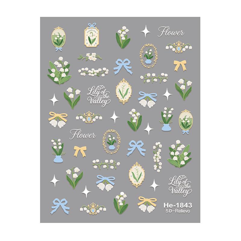 Redanco 3D Flower & Cartoon Nail Art Stickers - Lily & Tulip Design (He1839)