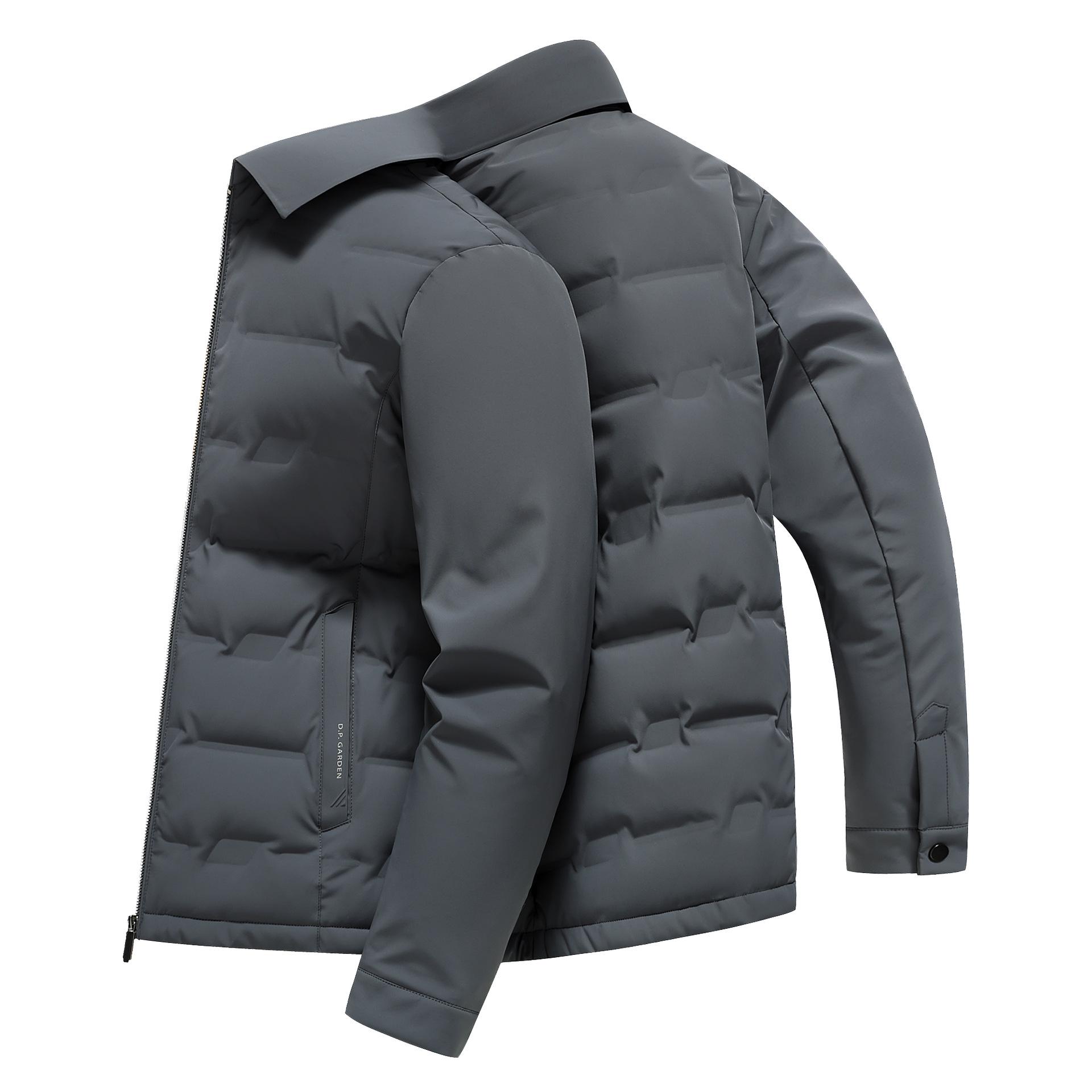 

Men s Thin Down Jacket: Autumn/Winter Youth Lapel Style, Trendy Business Cold Protection Coat XXL сірий колір