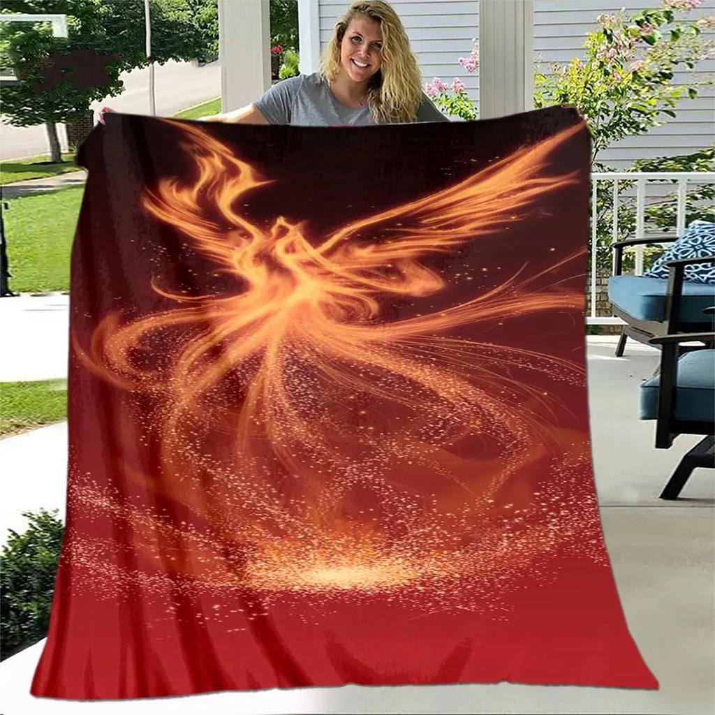 Inferno Phoenix Series digitalprinted polyester Bedroom velvet flannel cover blanket Fleece soft sofa cover blankets for beds