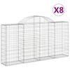 VidaXL Paniers à gabions arqués 8 pcs 200x30x100/120 cm Fer galvanisé, gabion, cage de gabion, panier de mur de gabion, mur 3146116