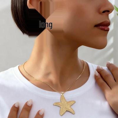 Set di Gioielli a Stella Marina: Collana e Orecchini in 3 Pezzi Stile Marino Europeo e Americano per la Vacanza Estiva