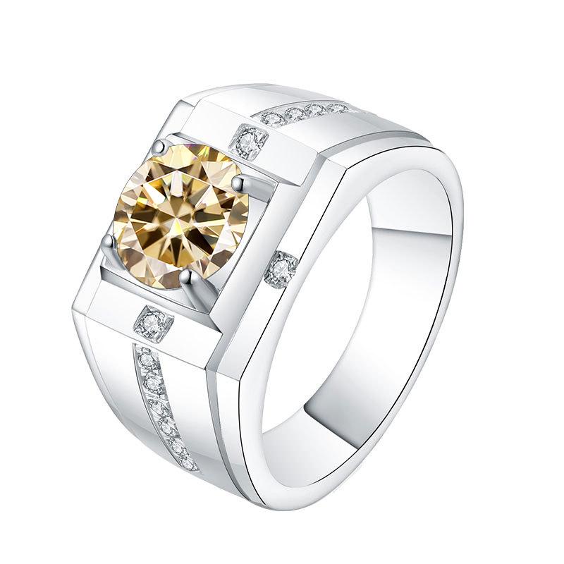 Luxury 1 Ct D Color Moissanite Diamond Ring S925 Sterling Silver Men's Jewelry For Wedding Engagement Gift Resizable