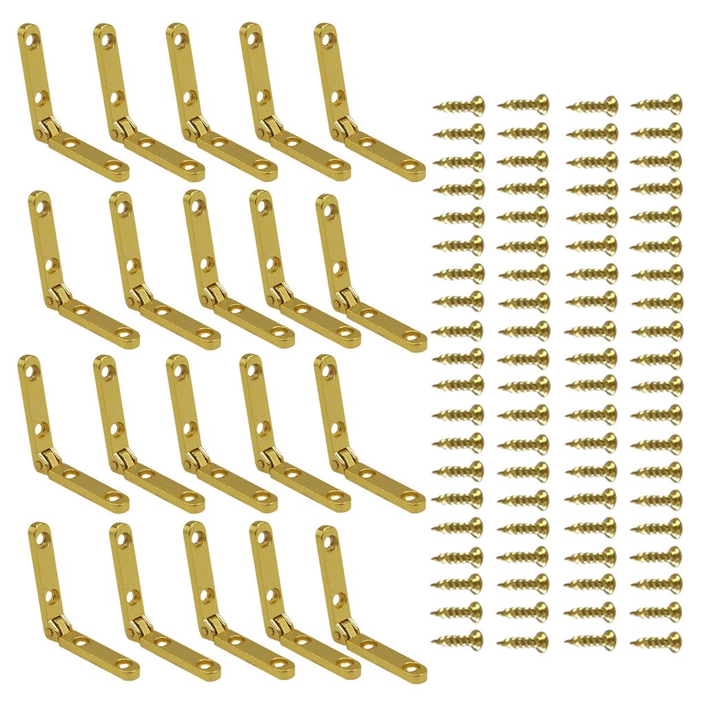 30 Sets Gold 90 Degree Hinges with Screws Small Chest Hinges Decorative Hinges Set for Wooden Boxes Jewelry Cabinets