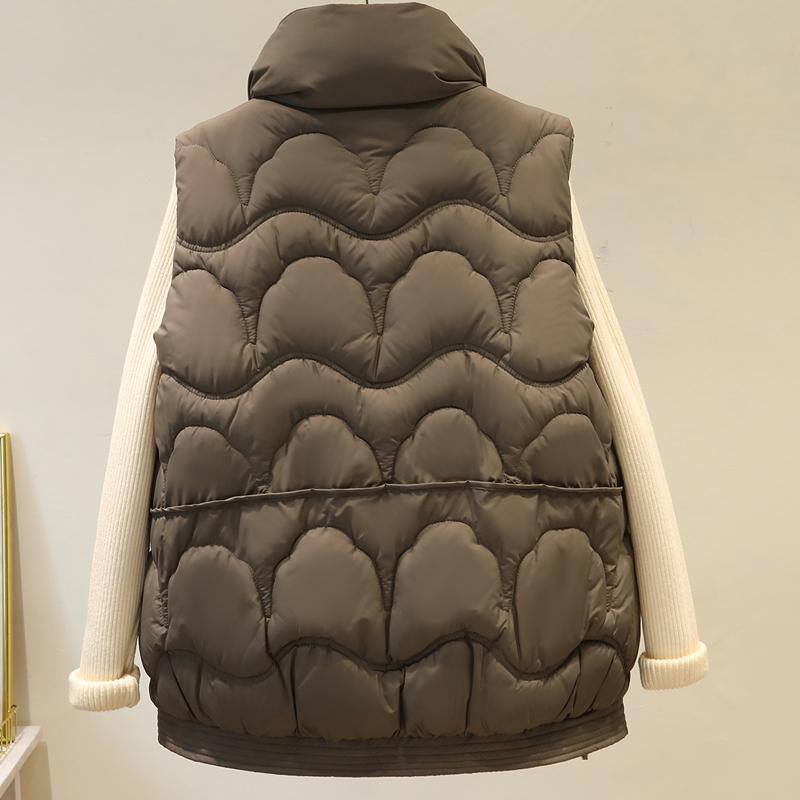 Fashion Winter Women's Warm Vest Outerwears Elegant Thick Sleeveless Parka Woman Short Coats