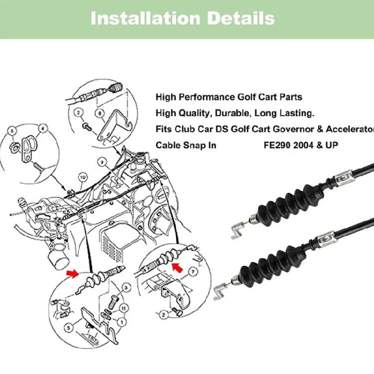 2PCS Golf Cart Accelerators Cable Assembly Metal Throttles Control Replacement for Club Car 2004+ Models