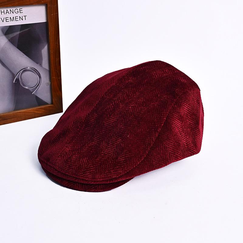 Korean Hat Women's Corduroy Forward Hat Autumn and Winter Square Face Beret Big Head Circumference Face Small Newspaper Baby Hat
