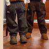 Children's Fleece Mid-Waist Pants Autumn and Winter Children's Clothing Boys and Girls Fleece-Lined Trousers Outer Wear Warm Cold-Proof Casual Pants