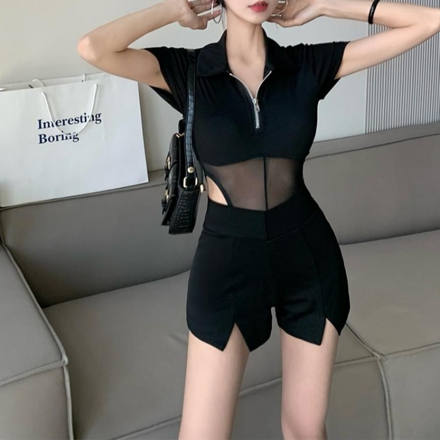 

New Summer Slim Fit Fishbone High Waist Design Sexy High-Slit A-Line Wide Leg Pants 3XL чорний
