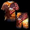 Nuovo set estivo da uomo T-shirt e pantaloncini Aquila Bandiera USA Set 3D Set due pezzi Tempo libero Moda Manica corta Set completo di abbigliamento