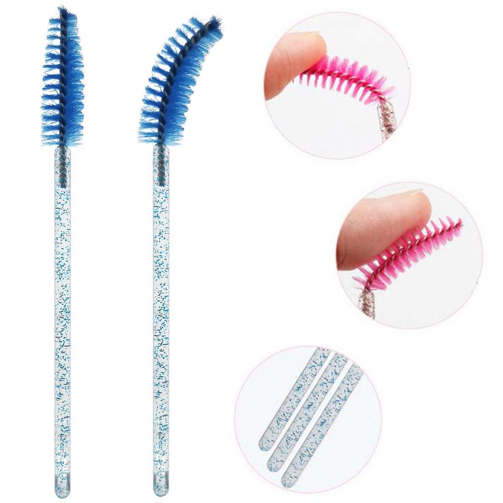 100PCS Crystal Mascara Brushes,Disposable Eyelash Mascara Brushes Wands Applicator Eyebrow Brush Makeup Brush Kits (Blue)