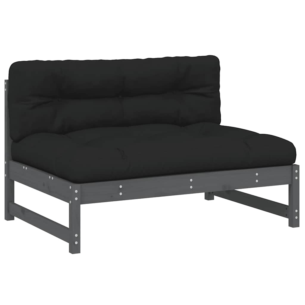 2 Piece Garden Lounge Set with Cushions Gray Solid Wood