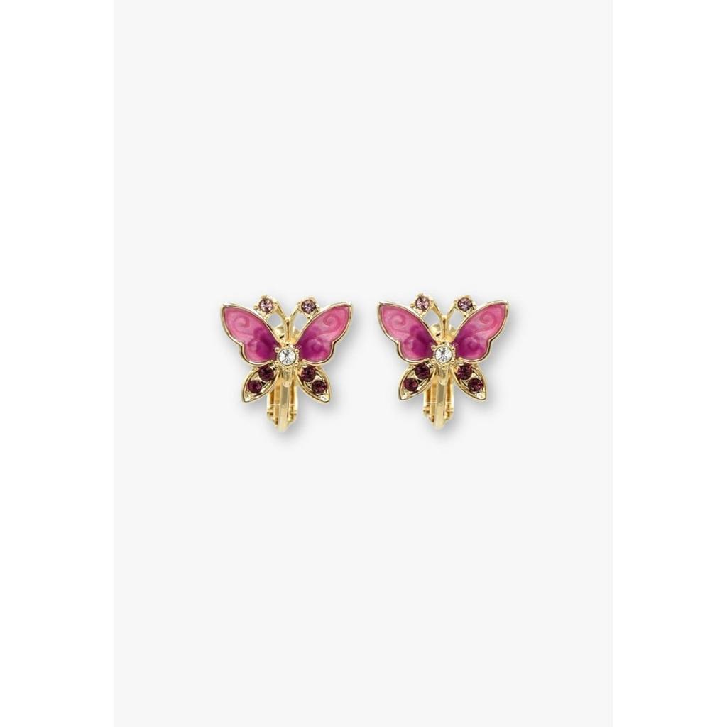 ANNA SUI Currant Motif 2-Way Clip-On Earrings Butterfly Pearl Glass Gold Plated SAME1543 XR