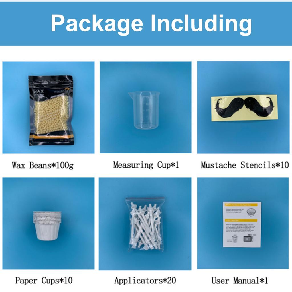 Nose Hair Removal Wax Kit Wax Beans Applicators Sticks Mustache Stickers Measuring Cup Paper Cups for Removing Nose