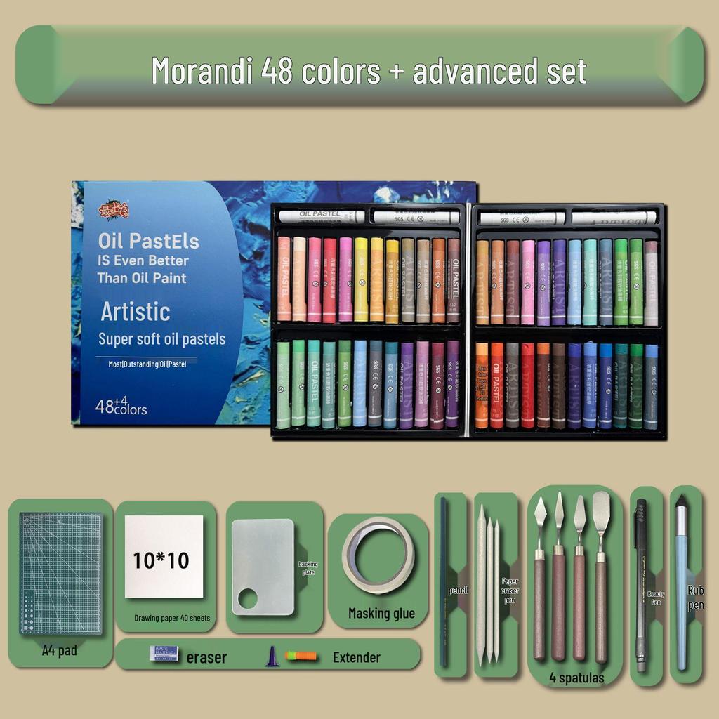 48-Color Super Soft Oil Pastels Set with Scraper - Child's Painting Kit