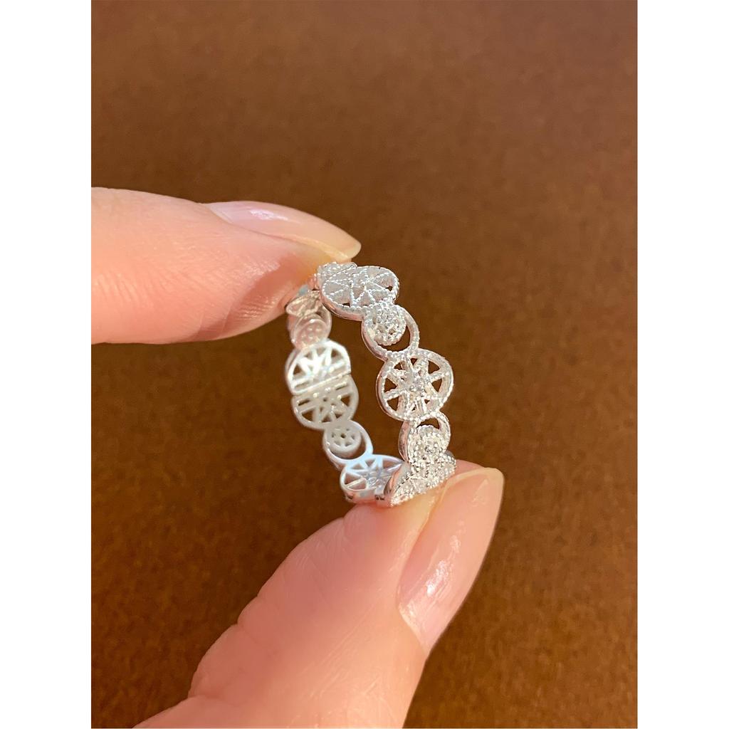 S925 Sterling Silver Korean Style Adjustable Open Ring for Women - Niche Light Luxury Trendy Colorfast High-End Feel