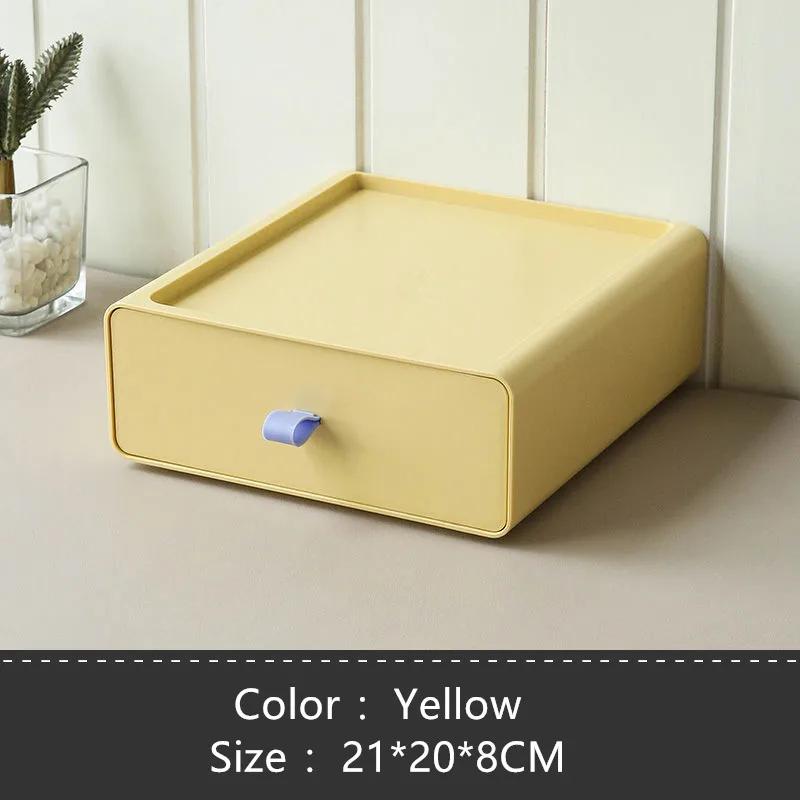 1PC Desktop Stackable Organizer Drawer Office Accessories Storage Box Makeup Plastic Storage Hoom Storage Box