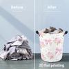 Large Capacity Round Foldable Portable Polyester Laundry Basket | Pink Rose Bow Pattern, Vintage Style, Sturdy Handles, Lightweight Construction, Suit