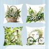 New Lily of the Valley Pillowcase Printed Floral Pattern Short Sofa Pillow Case Zipper 45*45cm Cushion Cover Spring Season