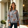 Women's Casual Neck Sweatshirt with Rugby Print