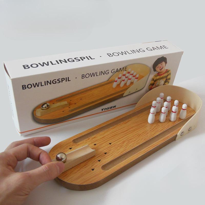 Mini Bowling Alley Tabletop Game - Wooden Educational Marble Roller for Kids & Family Fun