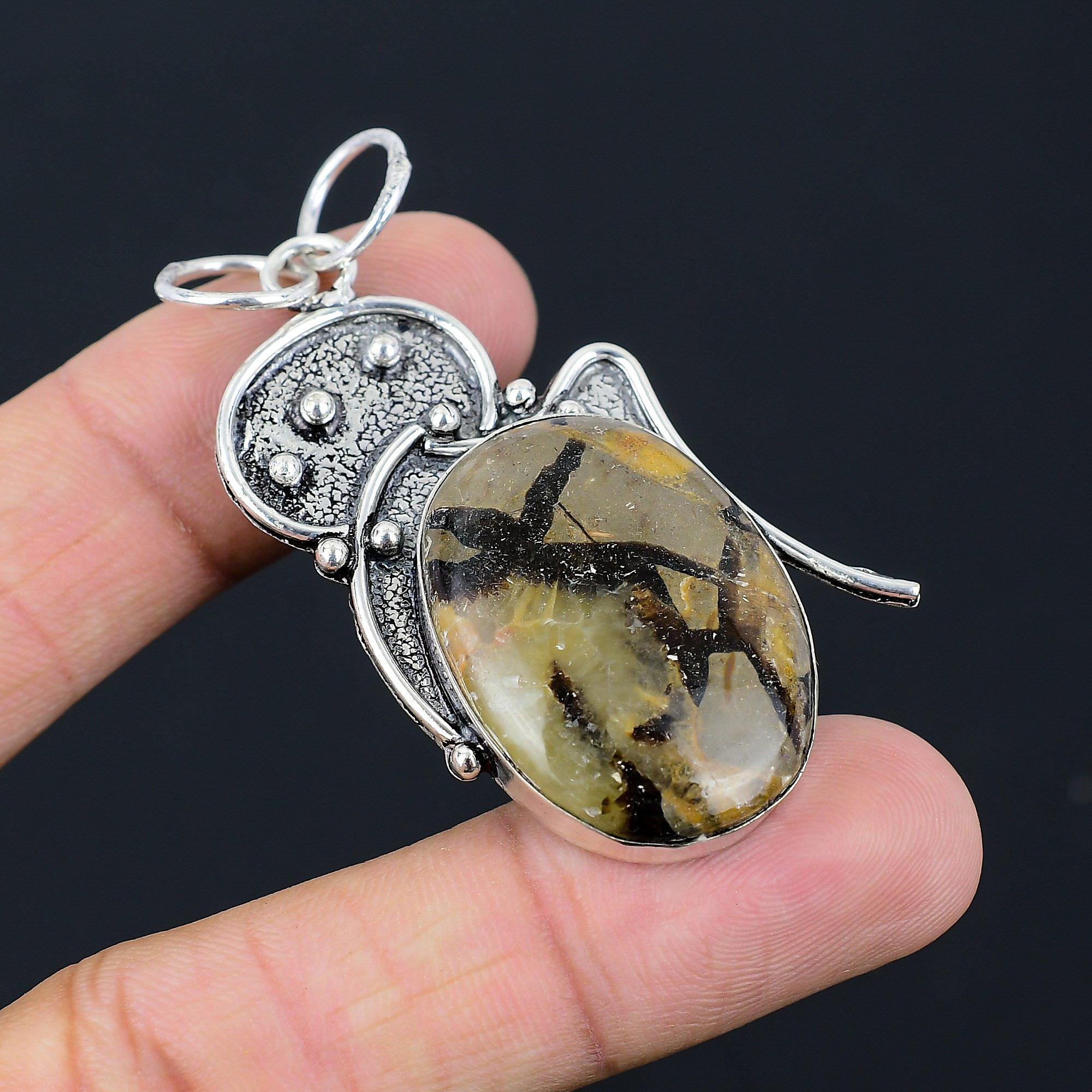 Daughters Day Deal Septarian Stone Sterling Silver Trendy Sister Pendant Jewelry