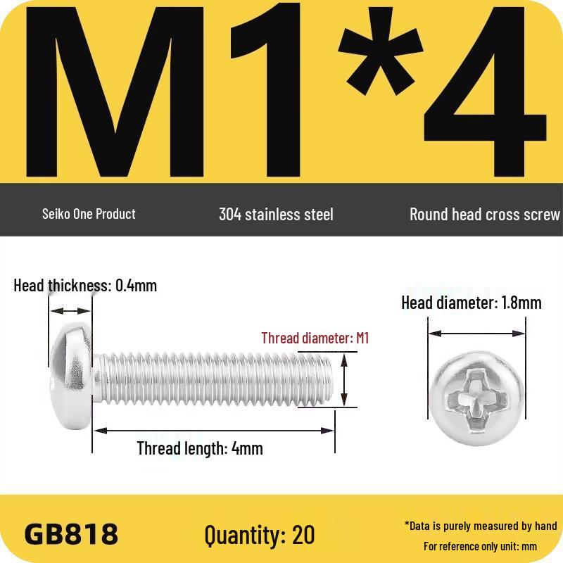 Phillips Pan Head Machine Screws, 304 Stainless Steel, Sizes M1-M10
