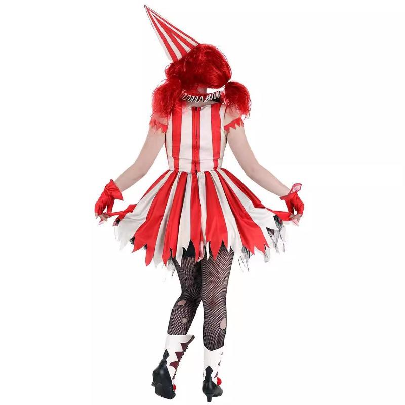 Halloween New Adult Clown Costume Circus Soul Clown Red Dress Stage Performance Costume