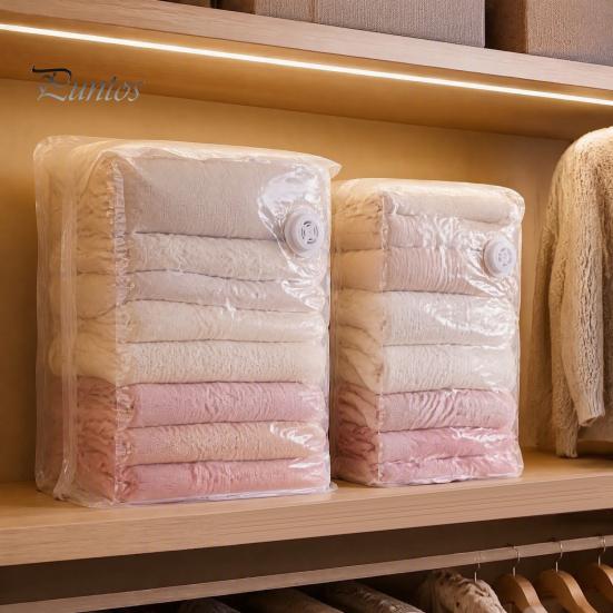 Organizzazione Camera del Dormitorio 2 Pezzi Sacchetti Sottovuoto per Vestiti, Sacchetti di Stoccaggio a Compressione Senza Pompa, Essenziali per la Casa Trasparenti Salvaspazio Viaggio