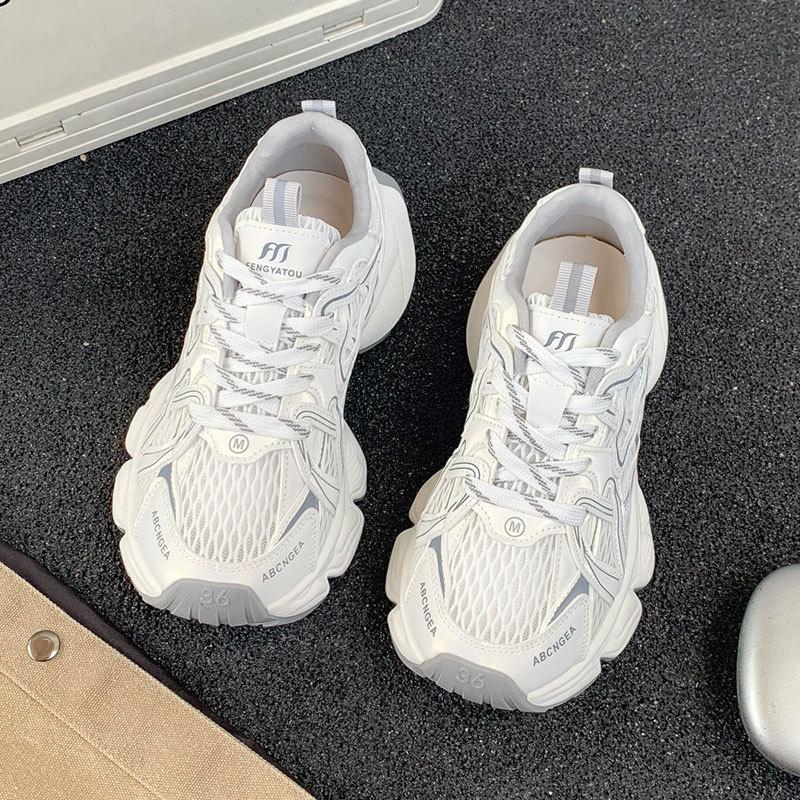 Mesh dad shoes women's spring and autumn new platform fashion casual shoes gray running sneakers women