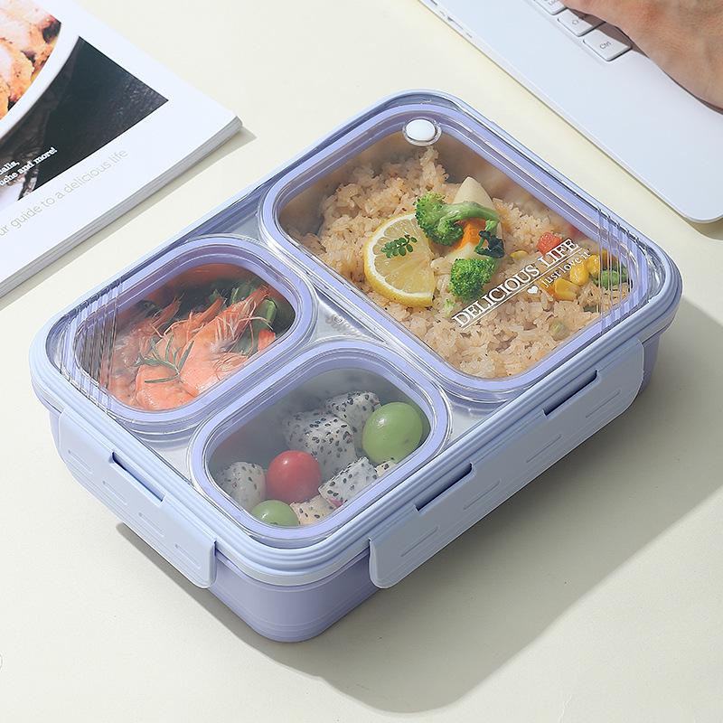 304 Stainless Steel Insulated Divided Bento Lunch Box - Microwaveable, Ideal for Office Workers and Students