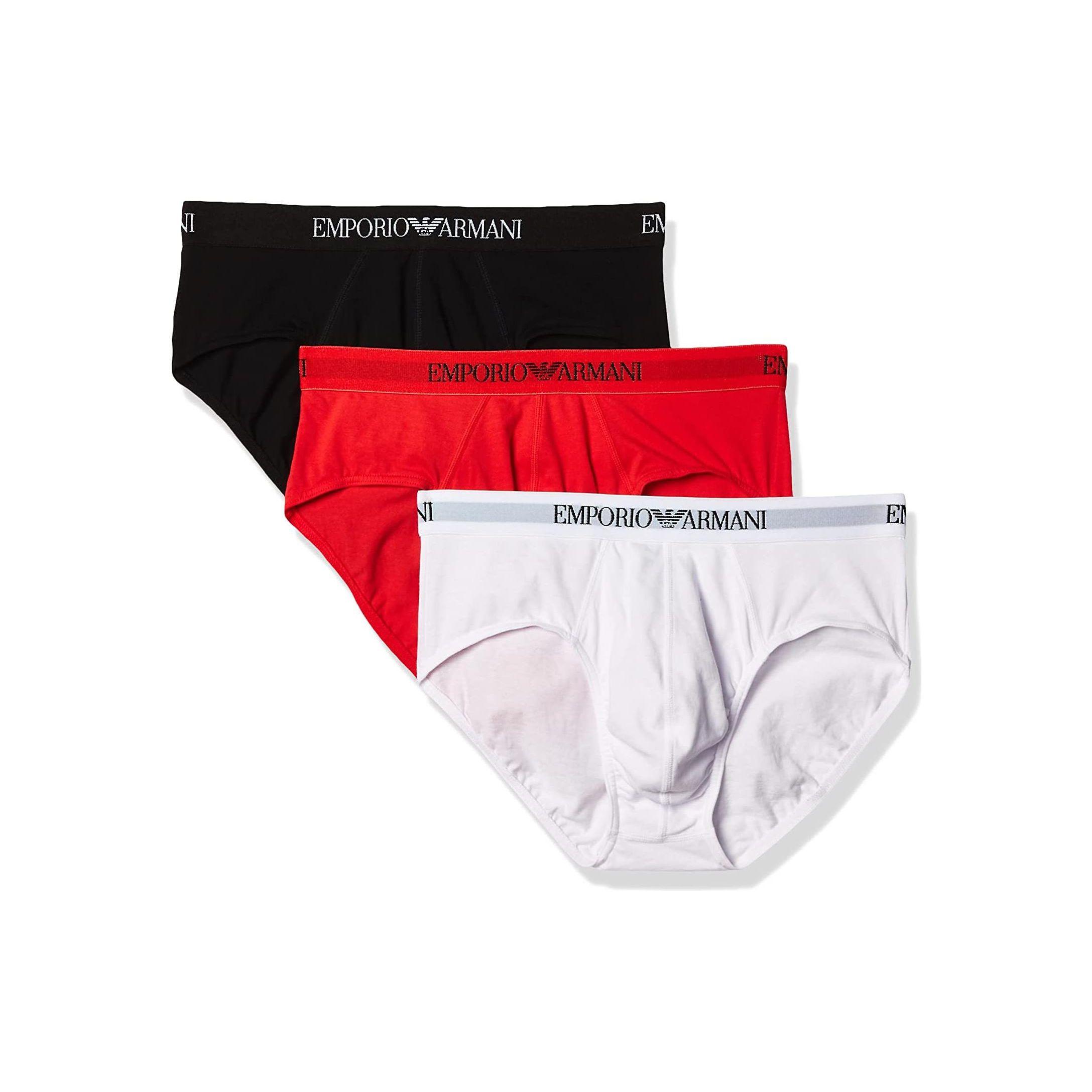 Emporio Armani Letter Print Mid-Rise Triangle Underwear 3-Pack Men underwear 110824-CC722-23410 S
