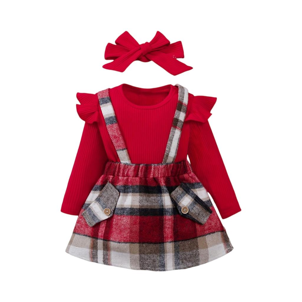Minimalist Girls' Toddler Plaid Overall Dress Set