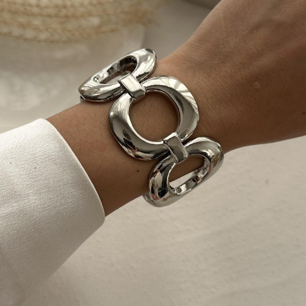 Gold Silver Geometric Spring Bangles Water Drop Cuff Wide Bangles  Chunky Bangles
