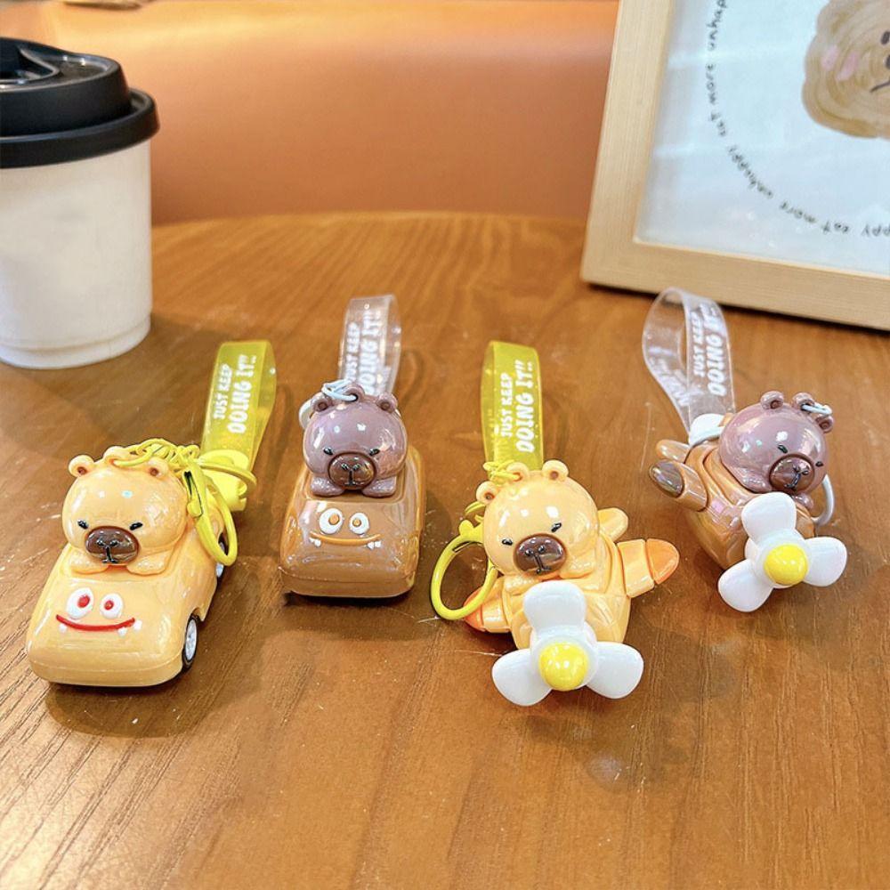 Cute Capybara Car Pendant Cartoon Capybara Aircraft Key Ring Bag Charm