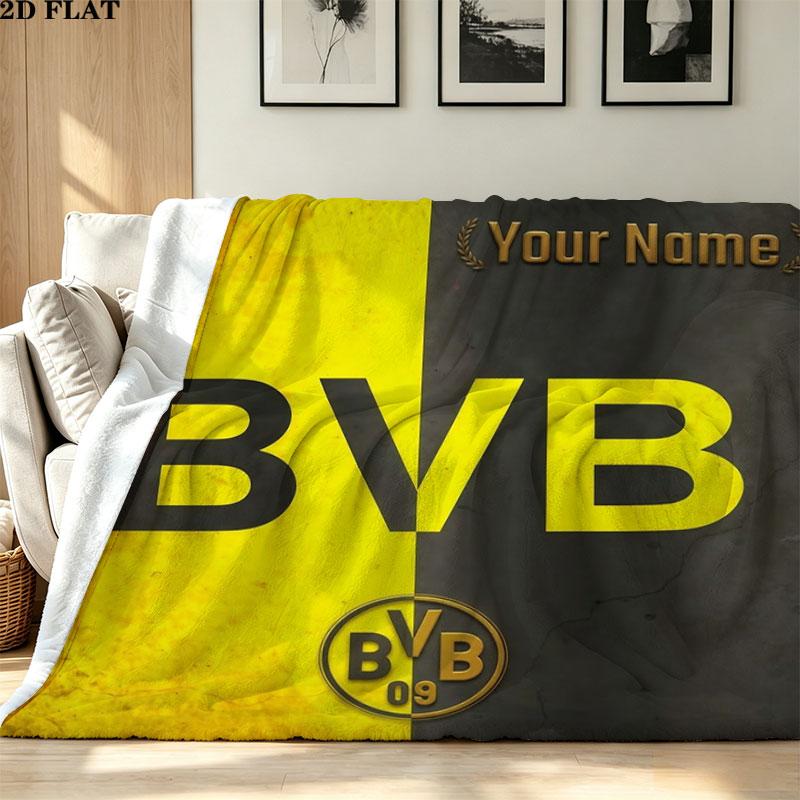 1PC Borussia Custom Name Patterned Flannel Blanket Suitable For All Seasons for Home Decor Warmth and Comfort Gifts Holiday Present