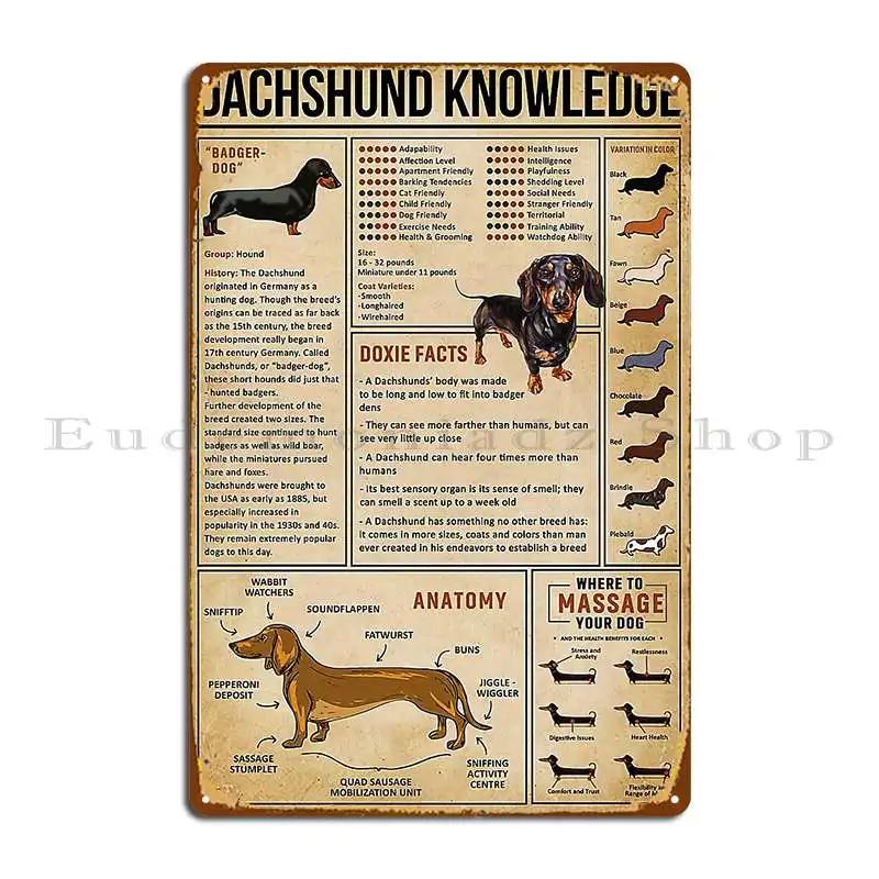 Dachshund Knowledge Metal Sign Bar Design Funny Garage Design Tin Sign Poster