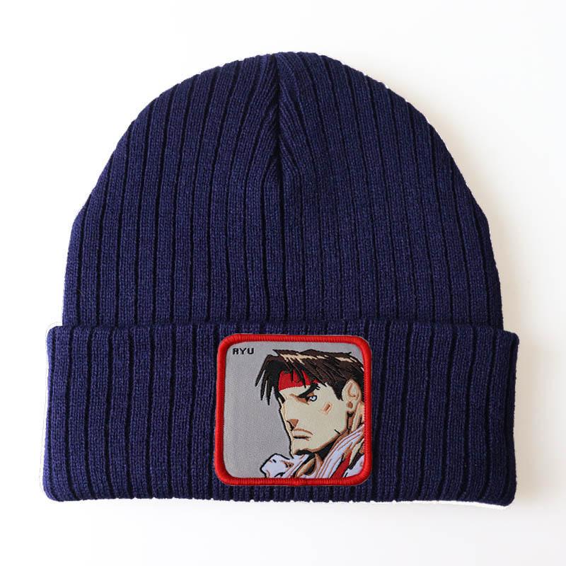 

Oversized unisex knitted hat, winter hat, boxing champion/street fighter character anime series knit hat, trendy hat, street dance hat Adjustable