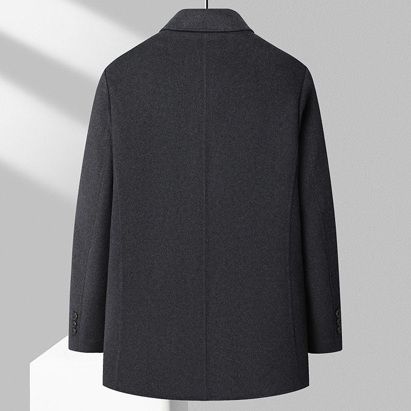 Coat Autumn and Winter Medium and Long Removable Down Liner Lapel Wool Coat